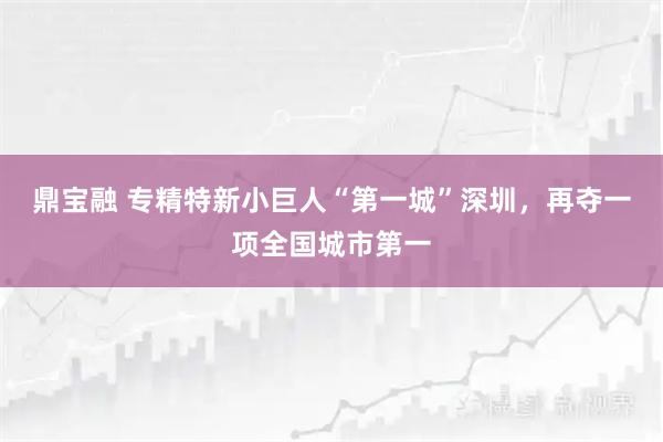 鼎宝融 专精特新小巨人“第一城”深圳，再夺一项全国城市第一